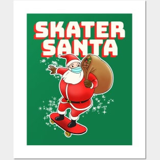 Skater Santa Skateboarding Santa Xmas 2020 Posters and Art